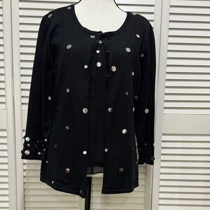 Papéll Petites Black Sequin Sweater & Silk Camisole Set – Size 14P